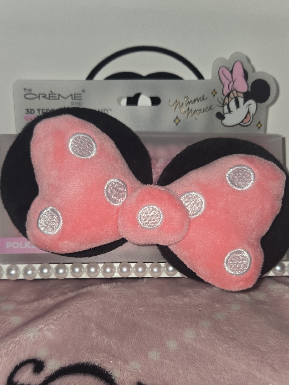 NEW..Minnie Mouse Plush Bow Headband - Pink & Black